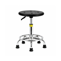 Tabouret de laboratoire réglable avec base en acier chromé et vérin à gaz pour postes de travail en laboratoire