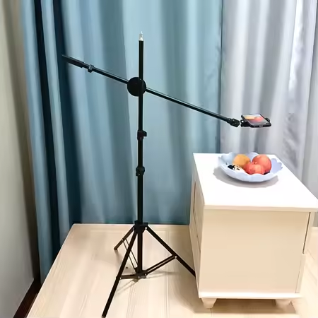 Live Broadcast Floor Stand Food Photography Overhead Shot Support Bracket 1.6M Tripod With Phone Holder