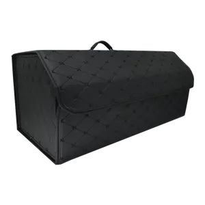 Qualitäts sicherung Große Kapazität Langlebiger zusammen klappbarer Kofferraum-Organizer Tragbarer Leder-Kofferraum-Organizer mit Deckel und Griff