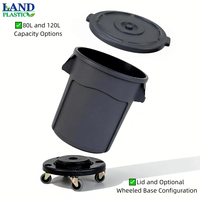 Bac de Rangement Vertical Amélioré en Plastique PP Incassable et Écologique avec Couvercle et Base à Roulettes Mobiles en Option pour Recyclage Commercial