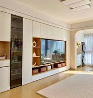 Meuble TV de style moderne en bois massif de luxe pour salon et chambre à coucher, réglable