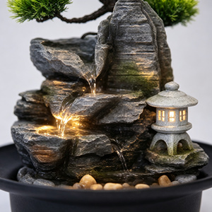 Bonsái Artificial de Pino Estilo Zen con Linterna de Piedra, Adorno de Escritorio - Product Image 3