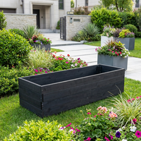 Jardinière élégante et classique en bois pour l'extérieur, avec trou de drainage, revêtement antirouille, base robuste pour plantes d'intérieur