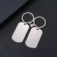 Grosir Gantungan Kunci Dog Tag Magnet - Gantungan Kunci Pasangan Stainless Steel Kosong untuk Diukir, Hadiah Liburan