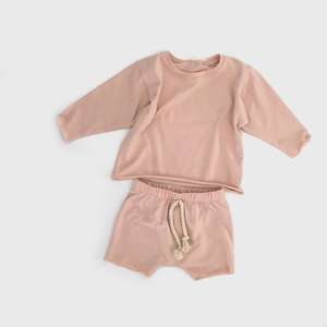 Ropa Neutral para Bebés, Camiseta Holgada de Manga Larga de Algodón Jersey, Pantalones Cortos a Juego, Conjunto de Dos Piezas para Bebés de Otoño - Product Image 3