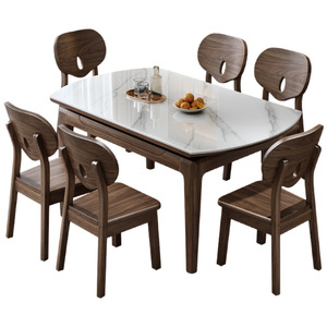 Modernes Rundes Ausziehbares Esszimmerset in Weiß für 6 Personen, Gartenmöbel für Wohnzimmer - Product Image 5