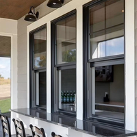 Fenêtres à guillotine simples ou doubles de style américain avec double vitrage et grille décorative, sur mesure, fournisseurs Seeyesdoor Foshan