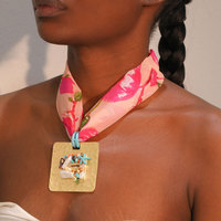 Mode tissu imprimé foulards colliers accessoires géométrique alliage étoile de mer perles pendentif colliers bijoux pour femmes