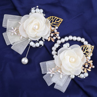 Nouvelles fleurs de poignet en soie blanche pour mariée, décoration de mariage pas chère, fête de mariage, fête prénuptiale, corsage floral pour femme