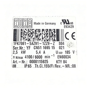 Motor de Repuesto para Robot Industrial 1FK7081-5AZ91-1ZZ9-Z de Alta Eficiencia con Garantía de Un Año - Product Image 1