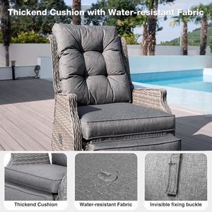 Tumbona <span class=keywords><strong>de</strong></span> Jardín COMLAX FIELD, Reposera <span class=keywords><strong>de</strong></span> Bambú con Cojines Gruesos, Mesa Plegable Ajustable, para Interiores y Exteriores, Color Gris Oscuro, Hecho en China - Product Image 4