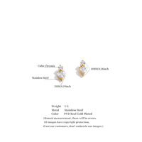Boucles d'oreilles clous JINYOU 9165 en acier inoxydable double couche, motif cœur et zircon cubique, pour un style minimaliste et élégant au quotidien