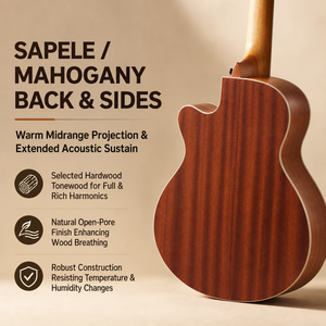 Violão Parlor <span class=keywords><strong>40</strong></span> Polegadas com Corpo em Spruce, Fundo e Laterais em Sapele, Braço e Escala em Rosewood, 6 Cordas, Sem Captador - Product Image 4