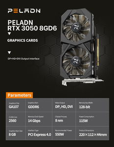 Tarjeta Gráfica RTX 3050 de 8GB GDDR6 Nueva - GPU GA107, 128-Bit, Salida DP+HD+DVI, Tarjetas de Juego PCIe 4.0, GPU GA107 Ofrece Super Rendimiento - Product Image 2