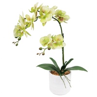 Vente en gros de plantes d'orchidées artificielles réalistes de 40 cm avec pot en ciment, plante artificielle moderne pour table