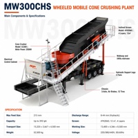 Station mobile de concassage et de criblage sur roues CC300 250 kW avec crible vibrant à quatre étages 4YK2060, capacité de 395 t/h