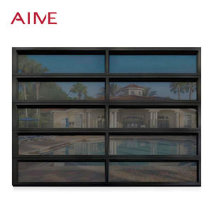 Portes <span class=keywords><strong>de</strong></span> <span class=keywords><strong>garage</strong></span> électriques en alliage d'aluminium noir - Télécommande, design moderne coupe-vent pour villas et résidences - Product Image 2