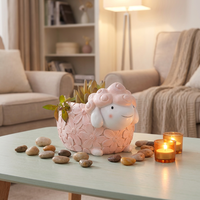 Roogo En gros Jardinières d'intérieur en résine à motif animal (Mouton, Poisson, Cochon) pour plantes succulentes, pot de fleurs décoratif de bureau