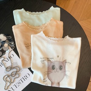 เสื้อถักลายลูกแมวแต่งระบาย แบรนด์ Dalang Factory แขนสั้น คอกลม ทรงเข้ารูป ผ้าเนื้อนุ่ม สไตล์ฤดูร้อนสำหรับผู้หญิง - Product Image 5