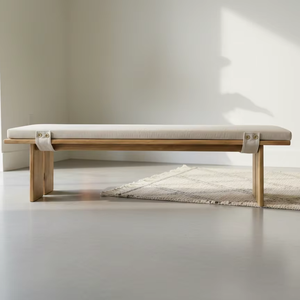 Banc rectangulaire en bois massif Kaede - Durable et facile à nettoyer pour une utilisation en extérieur dans les appartements ou les hôtels - Product Image 5