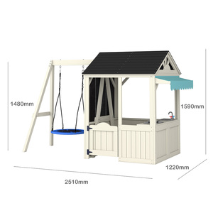 Aire de jeux pour enfants en bois, abri de <span class=keywords><strong>jardin</strong></span> imperméable <span class=keywords><strong>avec</strong></span> <span class=keywords><strong>toboggan</strong></span> - Product Image 2