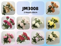 EG-A207 Mehrfarbiger Seiden-Rosenstrauß mit 3 Köpfen Künstliche Blumen Rose für Hochzeitsdekoration