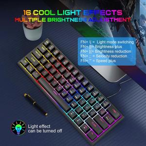 Clavier de jeu mécanique à 60 %, ergonomique, durable, avec câble Type-C détachable, mini clavier de jeu blanc avec interrupteurs rouges - Product Image 6