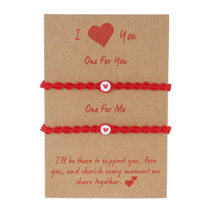 Hand Woven Heart Shaped Adjustable <b>Couple</b> <b>Bracelet</b> Set For Women Gift Unisex Jewelry Yiwu Origin D2189 1 - Product Image 5