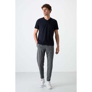 Pantalon de jogging Tommylife pour homme, coupe confortable, taille élastique, respirant, décontracté, anthracite mélangé - Product Image 6