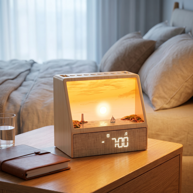 Sunrise Wake up Light Alarm Clock Sunset Simulation Bedside Lamp Speaker Gradual Brightness Night Light for Bedroom