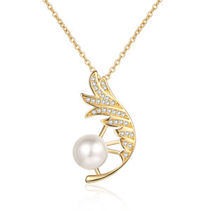 Nouveau collier pendentif de luxe tendance avec collier à plumes, style féminin, haute qualité, pendentif en perle, bijoux tendance - Product Image 2