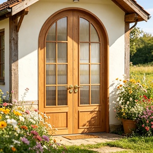 Puertas de Entrada Arqueadas Francesas de Lujo para Villa, Personalizadas, con Aislamiento Acústico, Acabado en Aleación de Aluminio y Madera, Resistentes a la Intemperie - Product Image 6