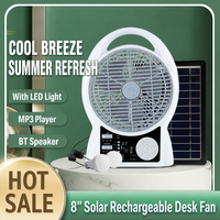 FS-N288 8 Zoll Solar AC/DC Aufladbarer Tischventilator Leiser Desktop-Ventilator Mit Bluetooth-Lautsprecher LED-Nachtlampe für Draußen