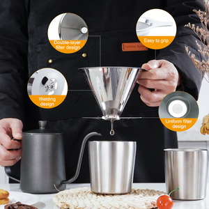 Suitcase Box Pour Over Coffee Set Stainless Steel Cups Filter Gooseneck <b>Kettle</b> Maker C0044 Stainless Steel Construction - Product Image 2