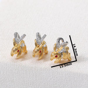 युआनलॉन्ग प्यारा आधा छेद कॉपर 18k सोना प्लेटेड माइक्रो इनडेटेड जिरकॉन पशु और खरगोश पेटेन्ट - Product Image 3