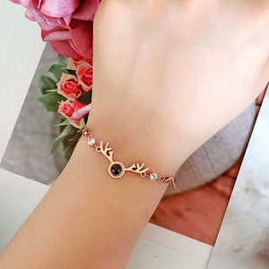 New Charm Rose Gold Female Gift 316L Deer Head <strong>Projection</strong> 100 Language Women Jewelry <strong>Bracelet</strong> - Product Image 2
