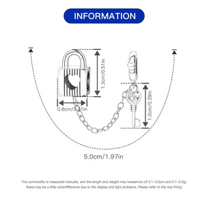 Candado de amor de latón con llave, cadena de seguridad, cuentas de aislamiento, accesorios de joyería DIY para pulseras, colgante para <span class=keywords><strong>mujer</strong></span> - Product Image 5