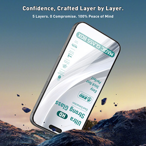 Chất lượng hàng đầu sức mạnh 45kg siêu mạnh chống tĩnh Tempered <span class=keywords><strong>Glass</strong></span> HD bảo vệ màn hình máy bôi cho iPhone 16 Pro Max - Product Image 3