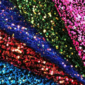 Wholesale custom gold embroidery lace velvet colorful sequin dress fabric