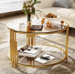 Modern Steel Coffee <b>Table</b> in 31.5" Asymmetrical Metal Circular Metal Drum Base Decorative Home Furniture - Product Image 1