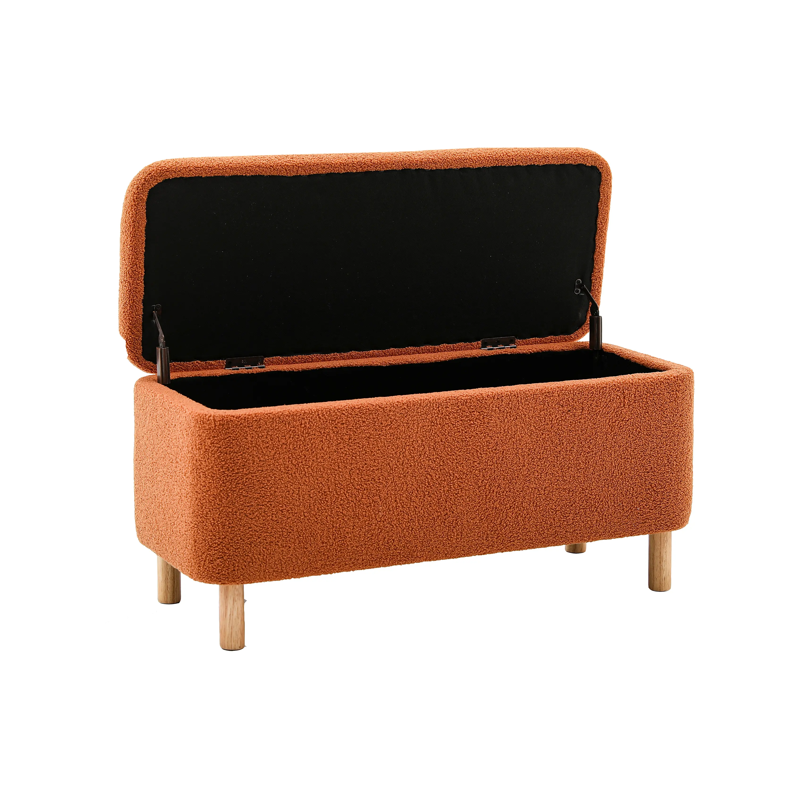 Customization Storage Bench Ottoman Teddy Fabric Wooden Legs Modern Tuffted Bench For Bedroom