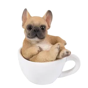 Cachorro de Bulldog francés, Adorable Mini Teacup Pet Pals, figura coleccionable de 3,25 pulgadas, regalo para amante de los perros