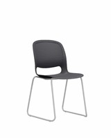 Chaise longue empilable ergonomique moderne avec pieds en acier, dossier en plastique et gain de place, personnalisable OEM pour espaces publics