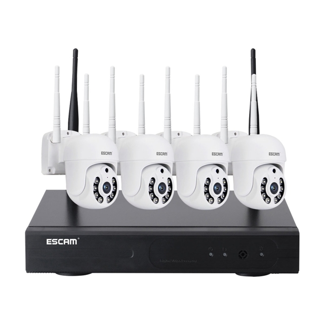 ESCAM WNK714 3.0 Million Pixels 4-channel HD Dome Camera NVR Wireless Monitoring Kit