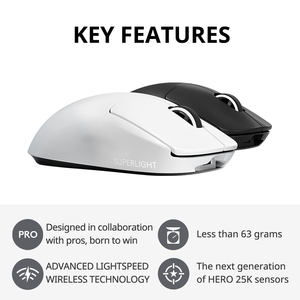 Ratón Inalámbrico para Juegos <span class=keywords><strong>Logitech</strong></span> <span class=keywords><strong>GPW</strong></span> Wireless G PRO X SUPERLIGHT, Ratón Inalámbrico Recargable de Modo Dual - Product Image 3