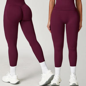 Новые бесшовные однотонные леггинсы для йоги с высокой талией и эффектом подтяжки ягодиц для женщин, компрессионные, для спорта, бега и фитнеса - Product Image 1