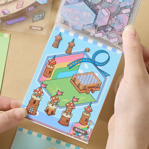 24 autocollants par paquet, série Gentle Melody, mini paysages, autocollants de dessin animé adorables, carnet d'autocollants de paysages pour étudiants - Product Image 4