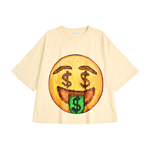 Camiseta de Manga Corta con Estampado de Cara Sonriente Divertida para Primavera y Verano 2026, Top Estilo Graffiti para Parejas - Product Image 2