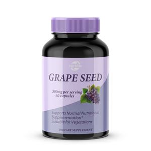 Capsules d'extrait de pépins de raisin OEM ODM, antioxydant, soutient la fonction cardiovasculaire, favorise la santé des yeux et de la peau, végétalien, sans OGM - Product Image 1