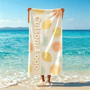 Toalla de Playa de Velour con Logotipo Personalizado Estampado, 100% Algodón, Alta Absorción, Anti-Decoloración, para Viajes de Surf y Estancias en Resorts Costeros - Product Image 1